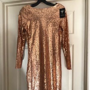 Solid sequin rose gold cocktail dress